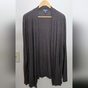 Dark Gray Draped Knit Cardigan With Elbow Patches